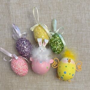 Pier 1 Festive Easter Egg, Chick & Bunny Ornament Set